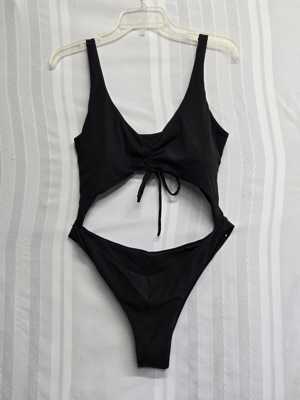 ZAFUL Black One-Piece Swimsuit with Front Drawstring SIZE XLARGE